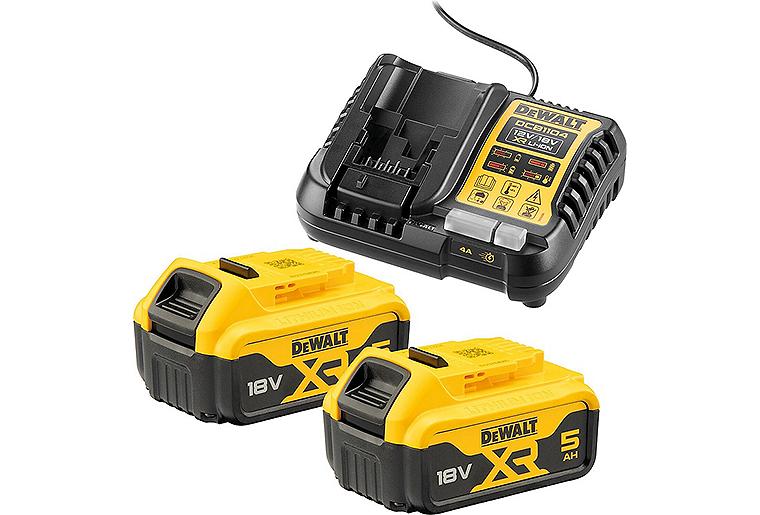 Akku-Starter-Set DeWalt DCB1104P2-QW 18V mit 2 x 5,0 Ah Akkus XR und Schnellladegerät