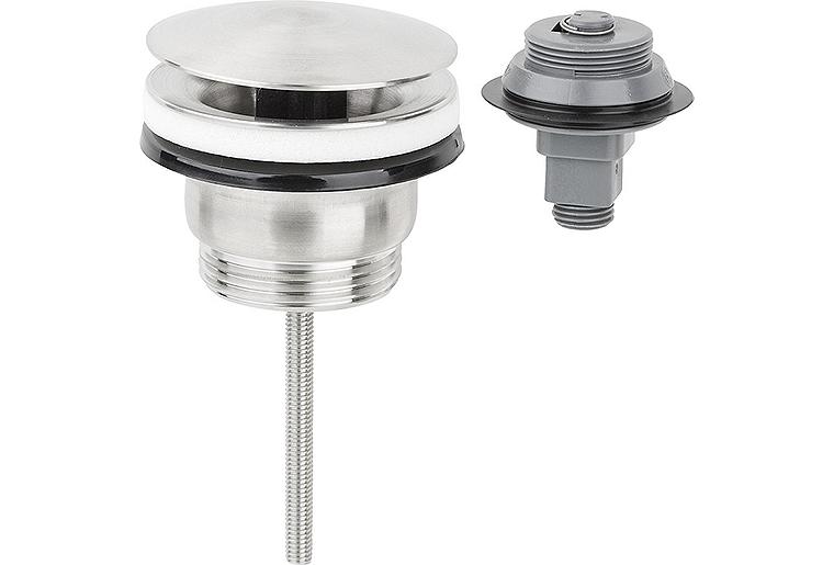 Schaftventil 2 in 1 DN32 (11/4"), Edelstahl matt Klicker oder feststehend Schaftventil 2 in 1 DN32 (11/4"), Edelstahl matt Klicker oder feststehend