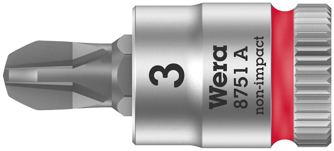 Phillips-Steckschlüsseleinsatz Wera 8751 A Bitnuss mit 1/4"-Antrieb, kurz, PH3 x 28 mm