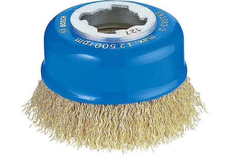 Topfbürste BOSCH® mit X - Lock Aufnahme Ø 75 mm 0,3 mm Messingdraht