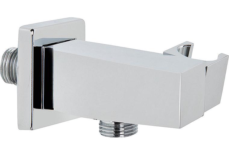 Design-Wandanschlussbogen inkl. Brausehalter quadratische Ausführung DN15 (1/2'') chrom