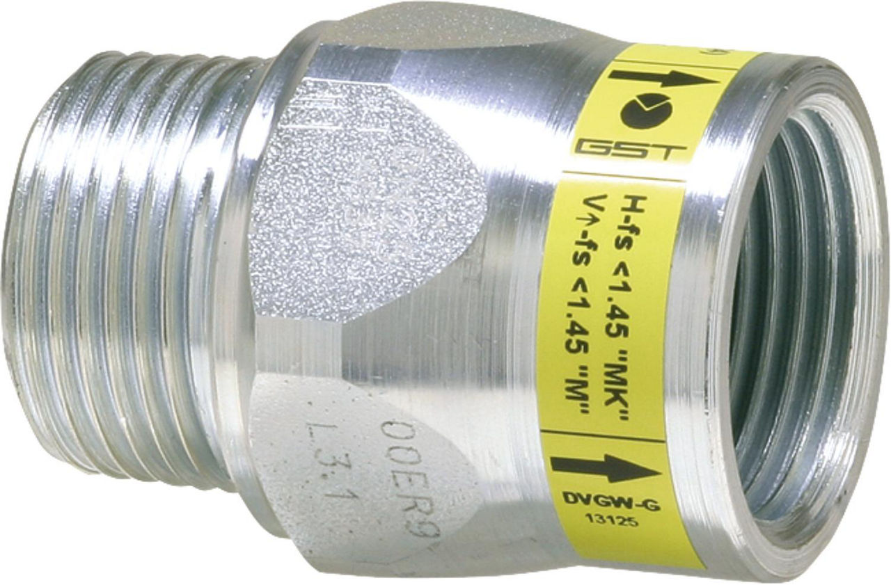 Gasströmungswächter DN32 (11/4"), 10,0m³/h, Eingang AG, Ausgang IG Gasströmungswächter DN32 (11/4"), 10,0m³/h, Eingang AG, Ausgang IG