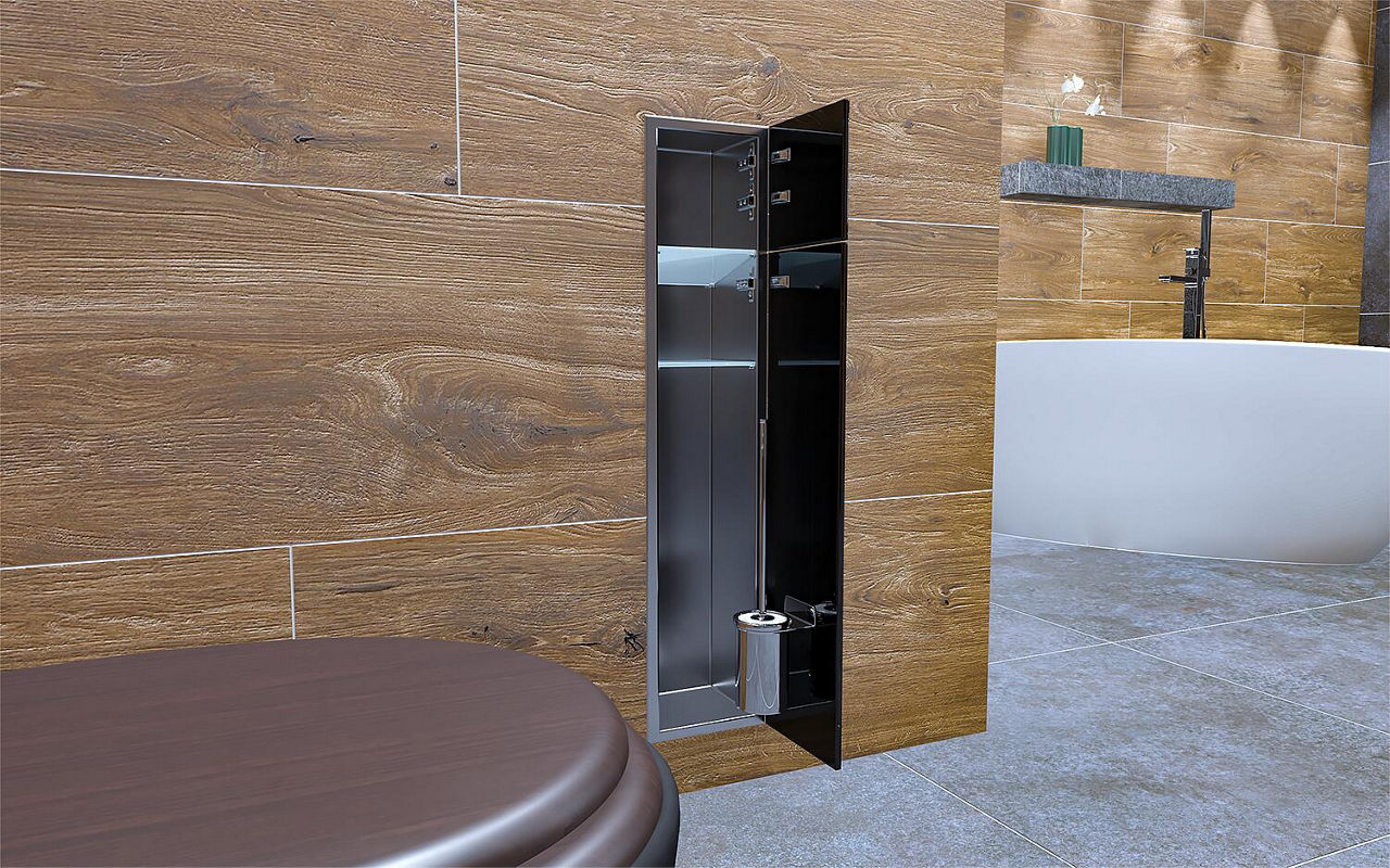 WC-Einbaucontainer Flat Höhe 800 innen weiß beschichtet, 2 Türen weiß, rechts WC-Einbaucontainer Flat Höhe 800 innen weiß beschichtet, 2 Türen weiß, rechts