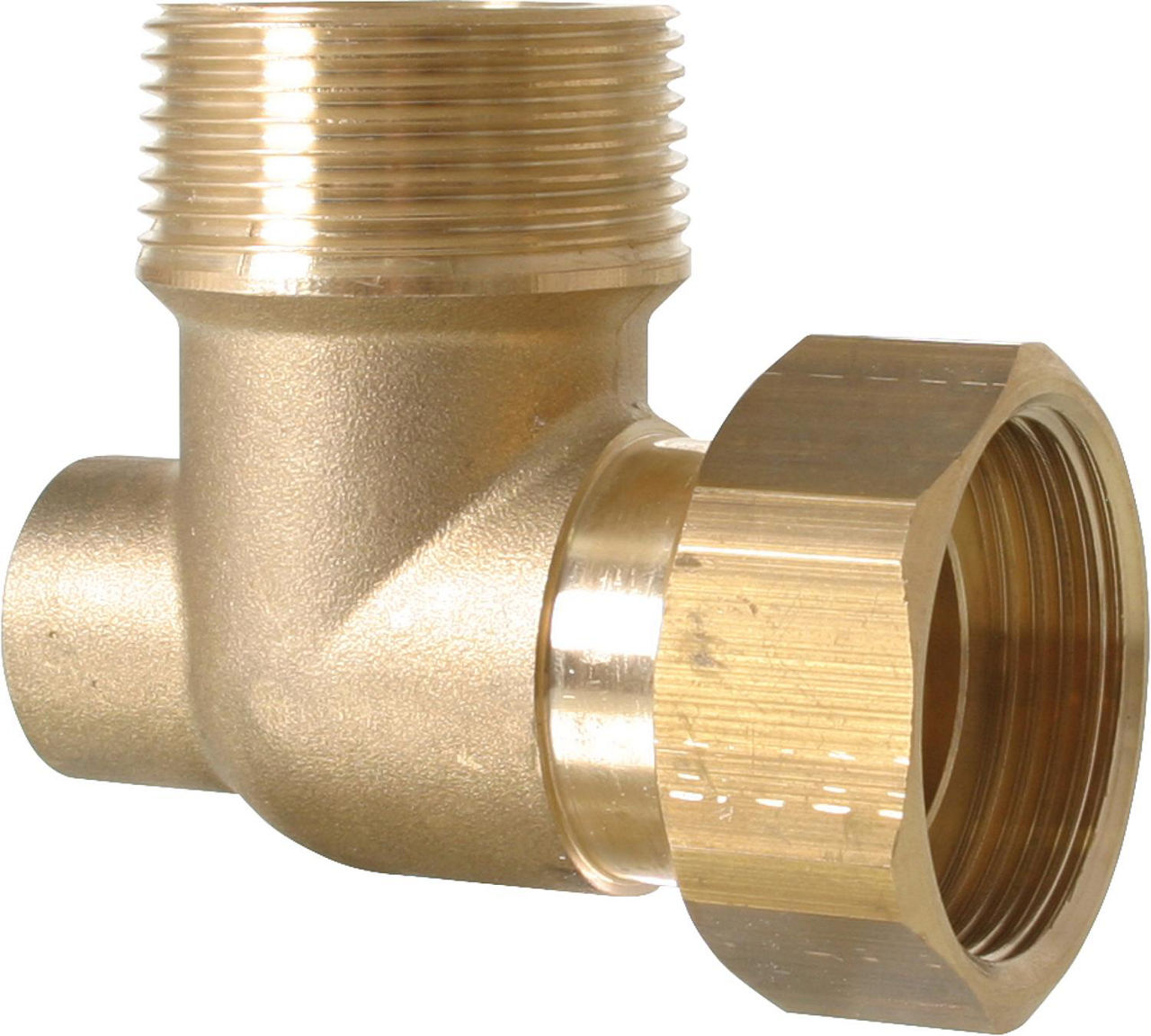 Eckverschraubung 1"ÜM x 1"AG mit 1/2" IG im Winkel Eckverschraubung 1"ÜM x 1"AG mit 1/2" IG im Winkel