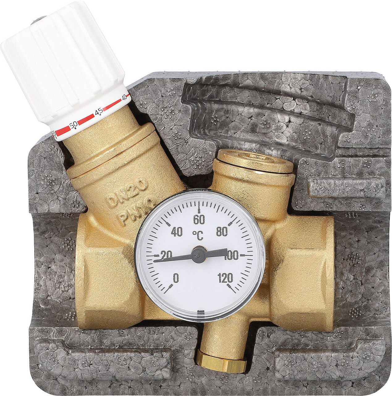 Thermostatisches Zirkulations-Regulierventil RTV B, DN20 (3/4"), mit Dämmschale