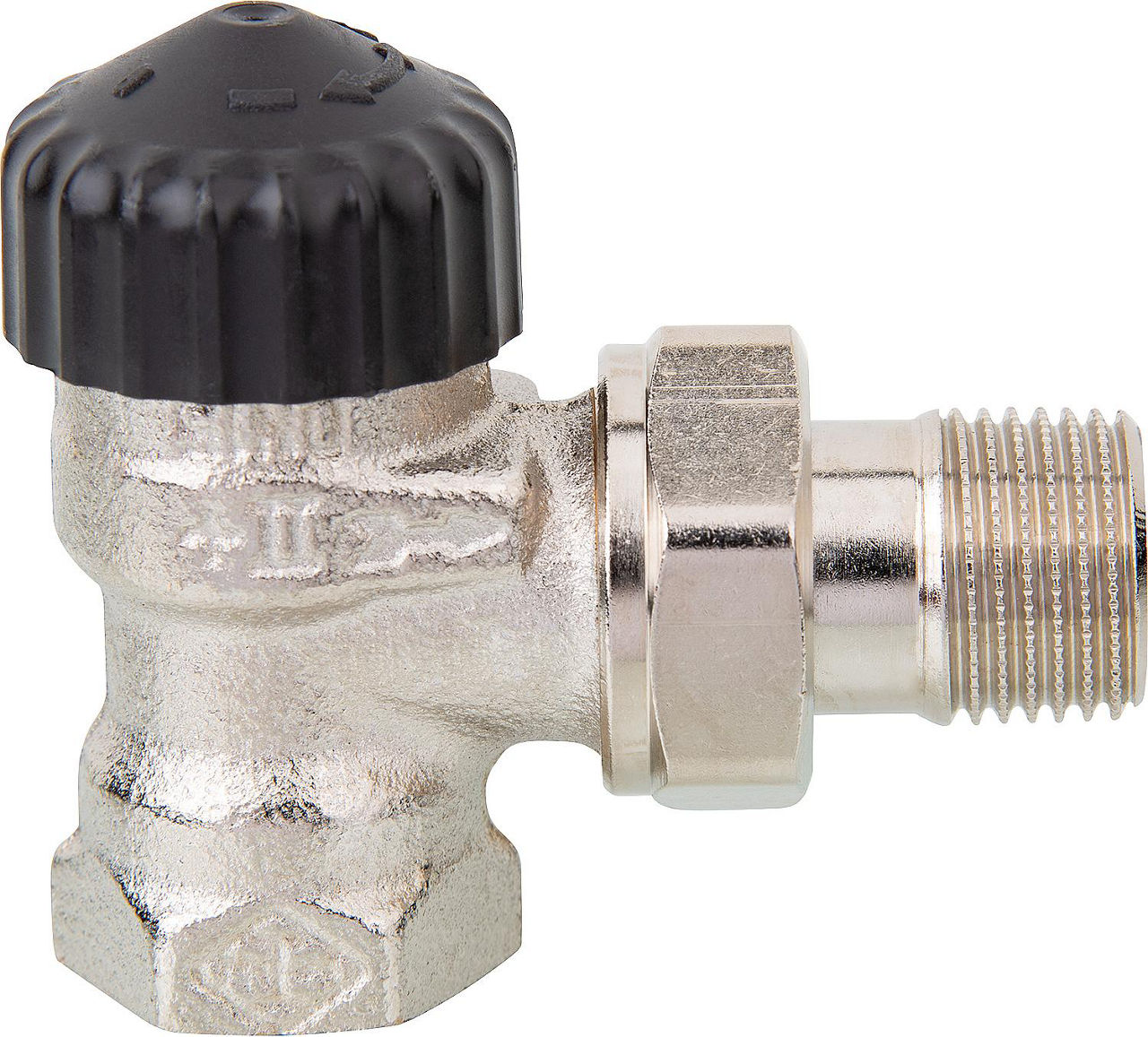 Heimeier Thermostatventil Rotguß vernickelt R 1/2"Eckform Heimeier Thermostatventil Rotguß vernickelt R 1/2"Eckform