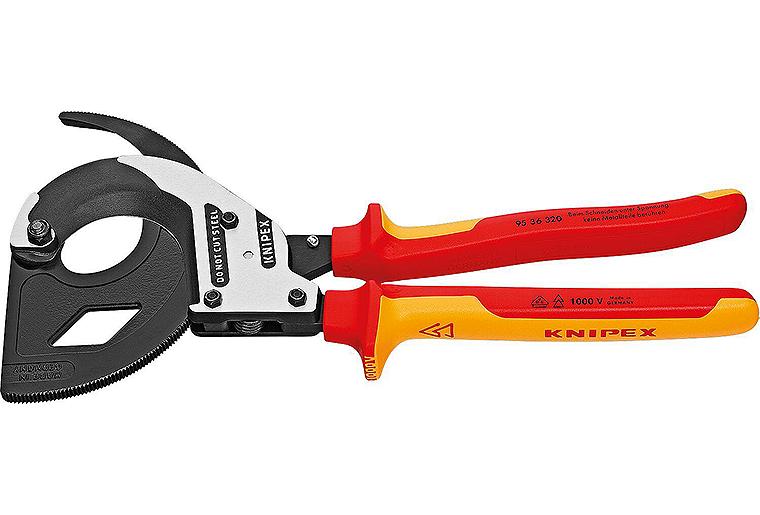 Kabelschneider Ratschenprinzip Knipex VDE, isoliert, Länge: 320mm, 3-Gang Automatik Kabelschneider Ratschenprinzip Knipex VDE, isoliert, Länge: 320mm, 3-Gang Automatik
