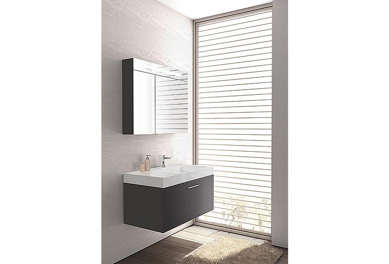 Badmöbel-Set ELISA Serie MAA anthrazit matt m. Spiegelschrank