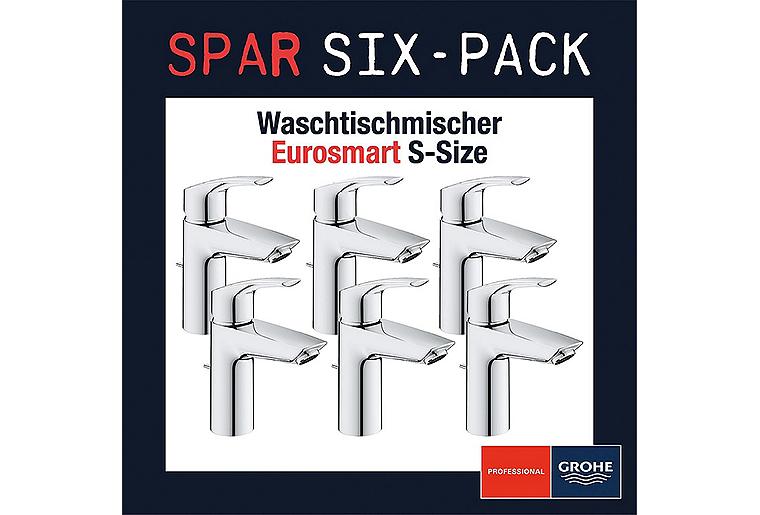 Six-Pack Sparpaket 6x Waschtischmischer Grohe Eurosmart S-Size