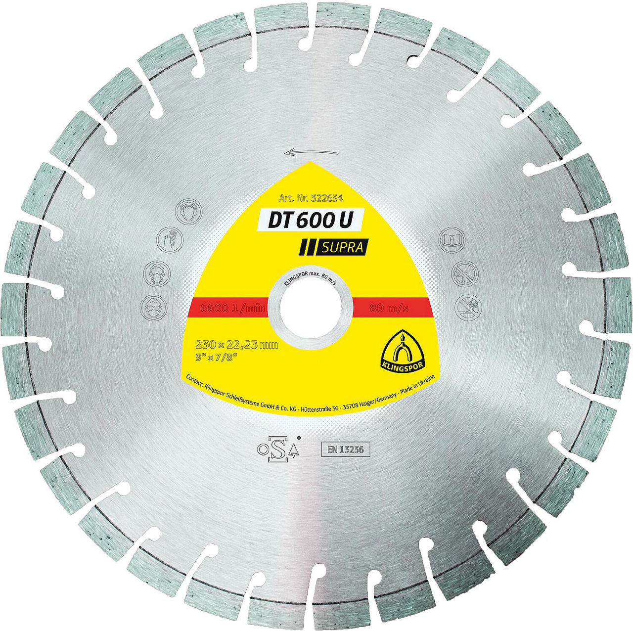 Diamant-Trennscheibe Klingspor DT 600 U SUPRA 230 x 2,6 x 22,23 mm 30 Segmente Diamant-Trennscheibe Klingspor DT 600 U SUPRA 230 x 2,6 x 22,23 mm 30 Segmente