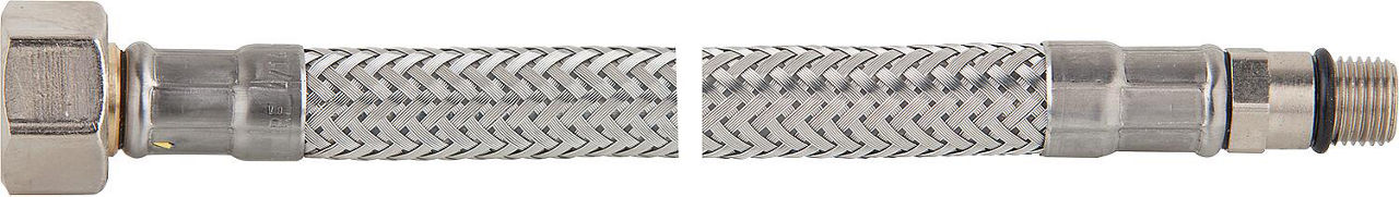 Verbindungsschlauch flexibel 3/8" Ü-Wurfmutter x M 10, KTW-A 350 mm, kurzer Gewindenippel Verbindungsschlauch flexibel 3/8" Ü-Wurfmutter x M 10, KTW-A 350 mm, kurzer Gewindenippel