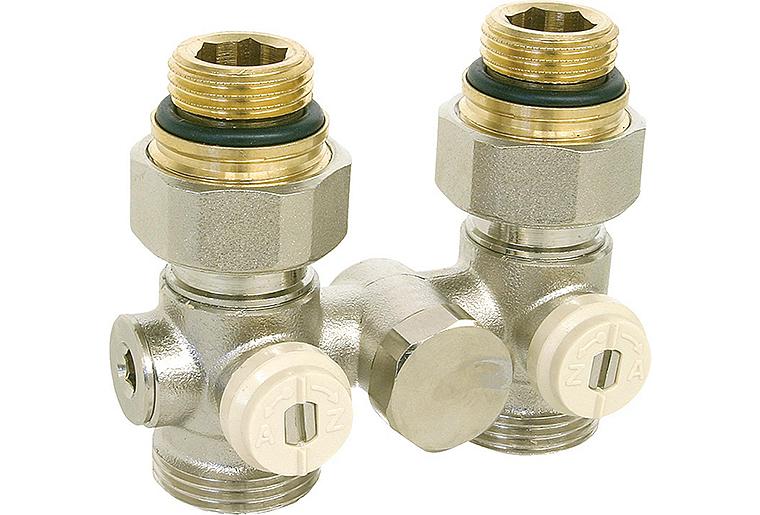 Doppelkugelhahnverschraubung Einrohrsystem 1/2"AG Durchgang Doppelkugelhahnverschraubung Einrohrsystem 1/2"AG Durchgang