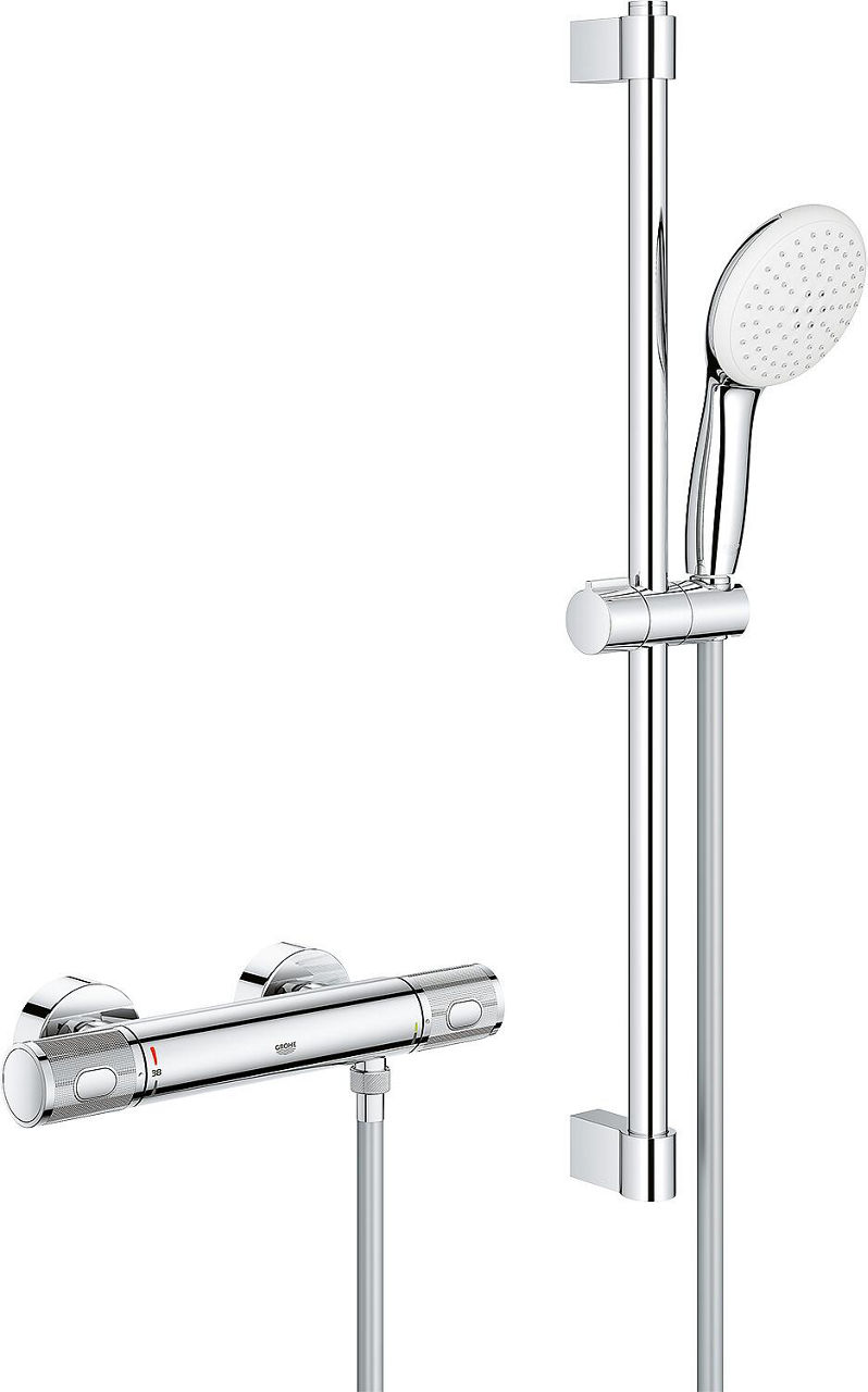 Brausethermostat-Set Grohe Grohtherm 1000 Performance Brausestange 600 mm, Handbrause Ø 110 mm und Brauseschlauch chrom Brausethermostat-Set Grohe Grohtherm 1000 Performance Brausestange 600 mm, Handbrause Ø 110 mm und Brauseschlauch chrom