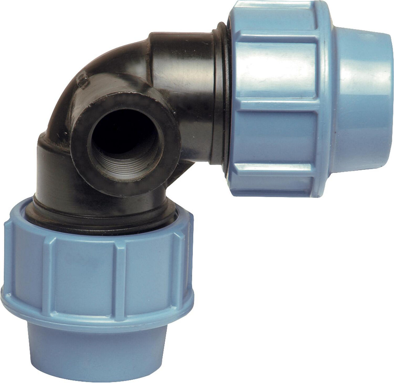 Winkel 90° mit seitlichem Innengewinde-Abgang 25mm x 25mm 1/2" Winkel 90° mit seitlichem Innengewinde-Abgang 25mm x 25mm 1/2"
