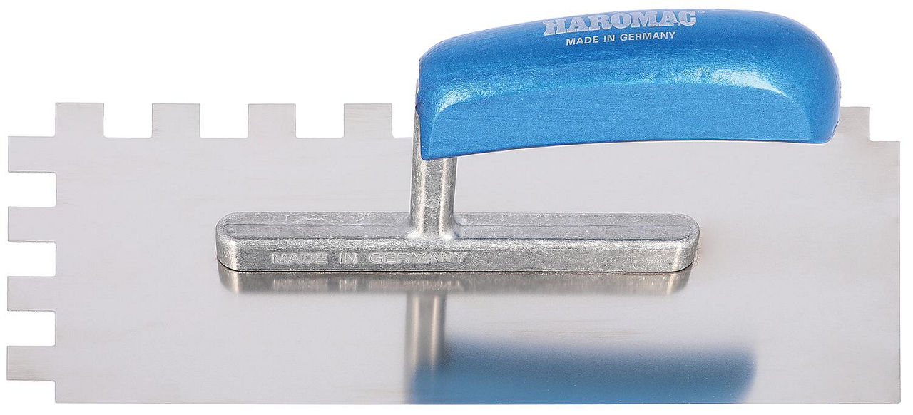 Glättkelle HAROMAC 15x15mm gezahnt, rostfrei 280x130x0,7mm