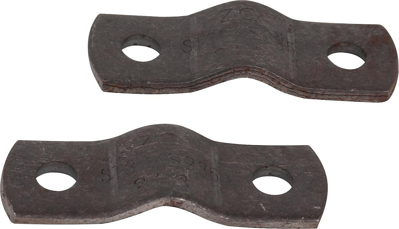 2-teilige Rohrschelle mit abge- rundeten Enden, Form A, DIN 3567 Stahl, DN 150 x 169 mm