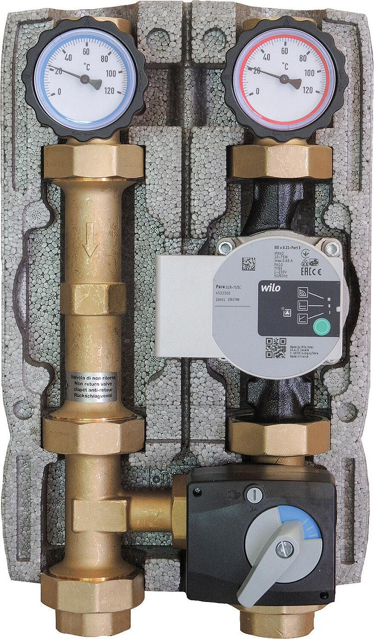 Heizkreisset Easyflow DN32 (11/4"), Dreiwegemischer, Mischermotor, Pumpe Wilo Para 30/8-75 SC Heizkreisset Easyflow DN32 (11/4"), Dreiwegemischer, Mischermotor, Pumpe Wilo Para 30/8-75 SC