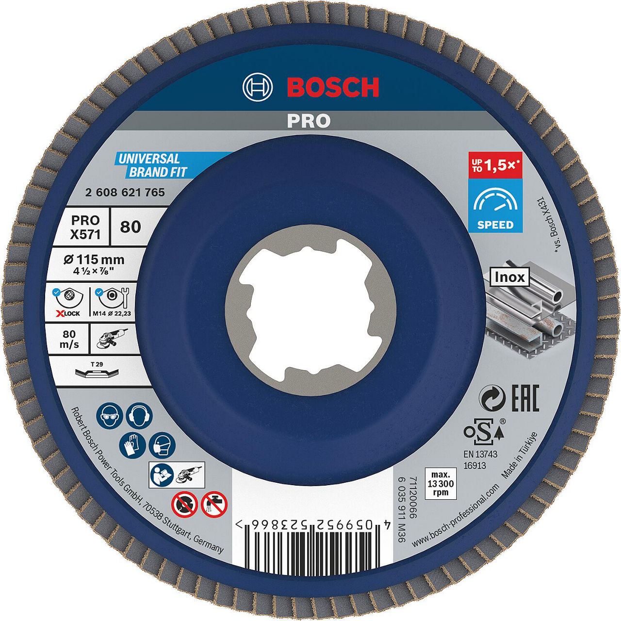 Lamellenschleifteller BOSCH gekröpft mit X-Lock Aufnahme Ø 115mm K80