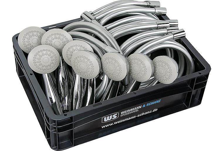 Brauseset Vorteilspaket best. aus 8x Brauseschlauch 160cm und 8x Handbrause Tetis Mono inkl. WS-Box