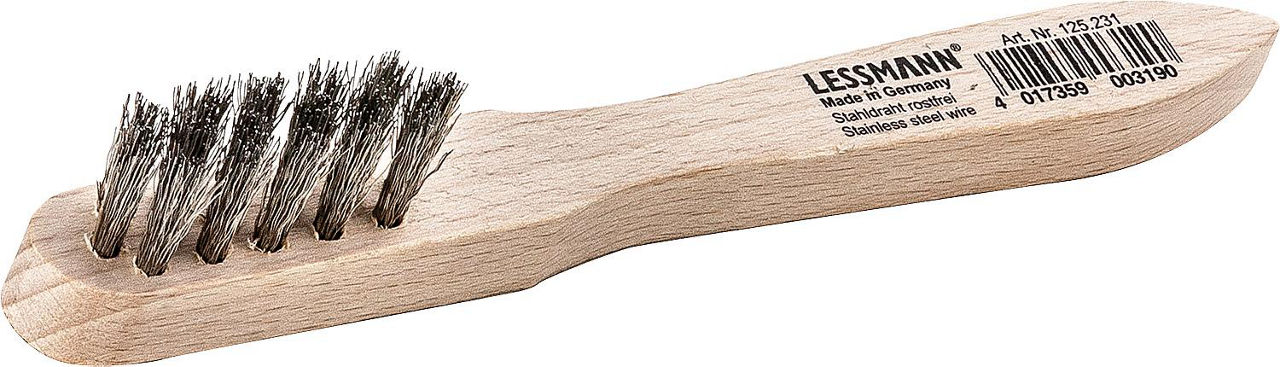 Minibürste Edelstahldraht gewellt, 0,15mm und Buchenholzgriff