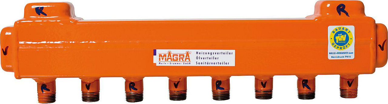 Heizkreisverteiler 60/60 für 7 Heizgruppen ohne Ventile