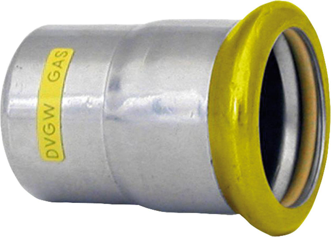 Edelstahl Pressfitting Gas Verschlussstopfen, DN 28 M-Kontur Edelstahl Pressfitting Gas Verschlussstopfen, DN 28 M-Kontur