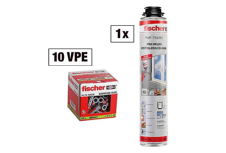 Dübel Fischer Duopower-Paket 10x50, 10 x VPE 50 Stück + 1x PU-Schaum gratis
