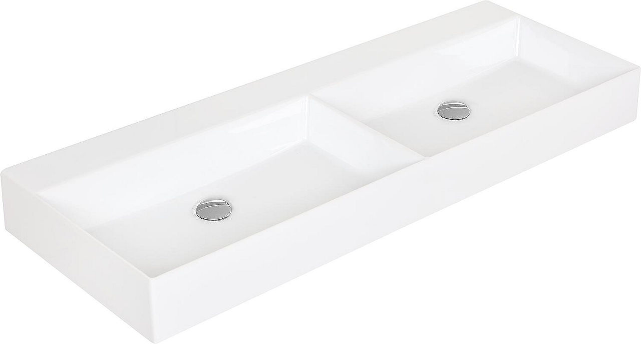 Doppelwaschtisch Elayla 1220x130x450 mm ohne Hahnloch Keramik weiß Doppelwaschtisch Elayla 1220x130x450 mm ohne Hahnloch Keramik weiß