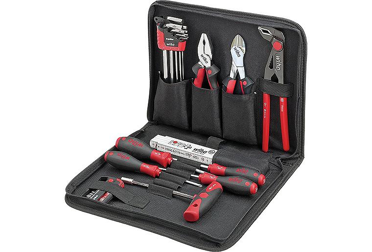 Werkzeug-Set Wiha® Schraubendreher, Kombizange, Seitenschneider, Wasserpumpenzange, 33-teilig, mit Werkzeugmappe Werkzeug-Set Wiha® Schraubendreher, Kombizange, Seitenschneider, Wasserpumpenzange, 33-teilig, mit Werkzeugmappe