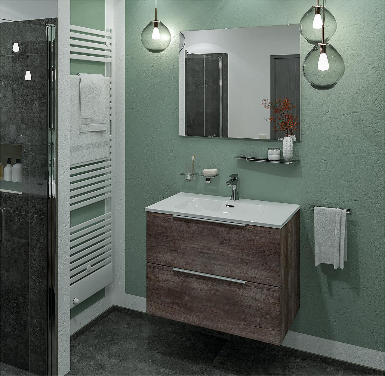 Badmöbel-Set BALI Château Eiche 2 Auszüge Breite 810 mm