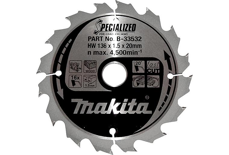 Kreissägeblatt MAKITA Ø 136x20x1,5mm mit 16 Zähnen Kreissägeblatt MAKITA Ø 136x20x1,5mm mit 16 Zähnen