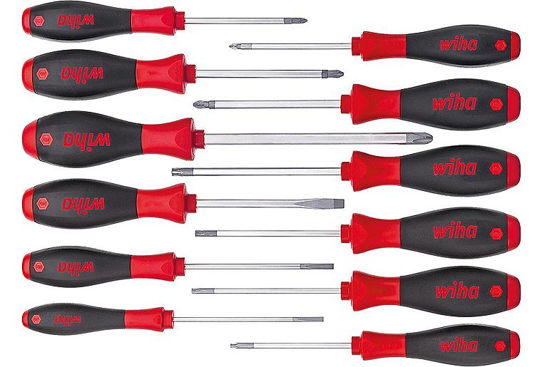 Schraubendrehersatz Wiha® SoftFinish, 12-teilig Schlitz, Phillips, Pozidriv, Torx®