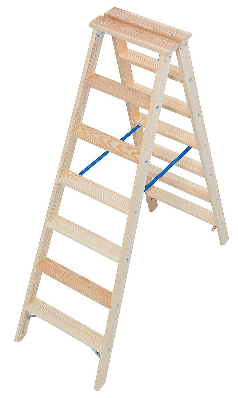 Stufen-DoppelLeiter Holz, Krause 2x8 Stufen, 818454