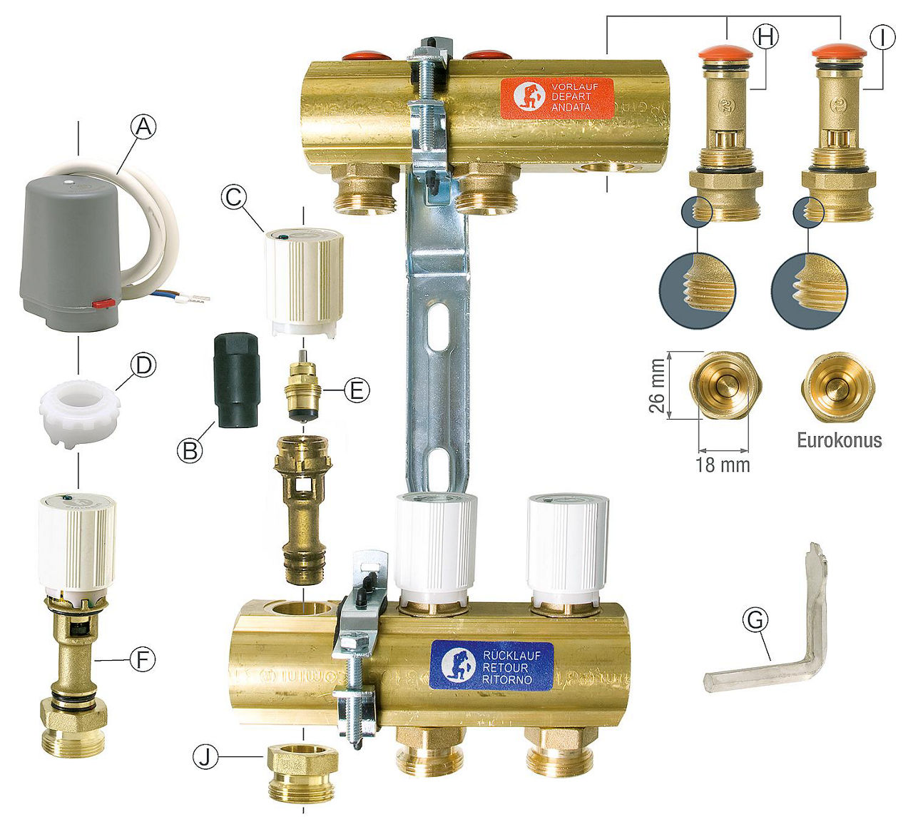 Feinstregulierventileinsatz Detentor P10S ohne Eurokonus für Verteiler R553F 1"