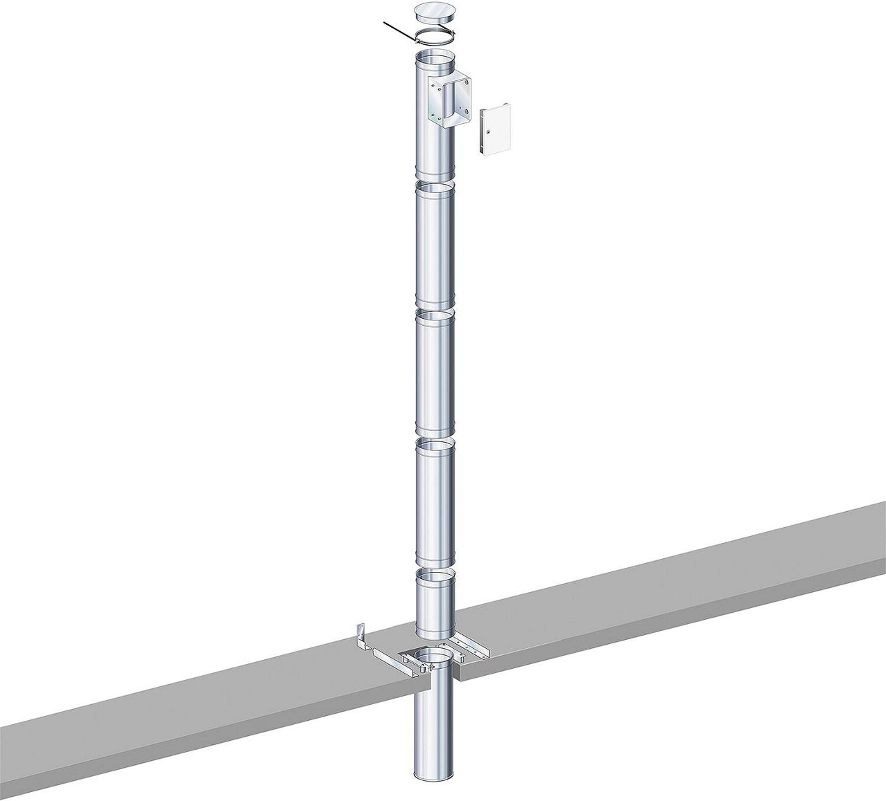 Komplettset Wäscheabwurf mit 1 Türe Wurftiefe 520 cm aus Edelstahl Ø250mm Komplettset Wäscheabwurf mit 1 Türe Wurftiefe 520 cm aus Edelstahl Ø250mm