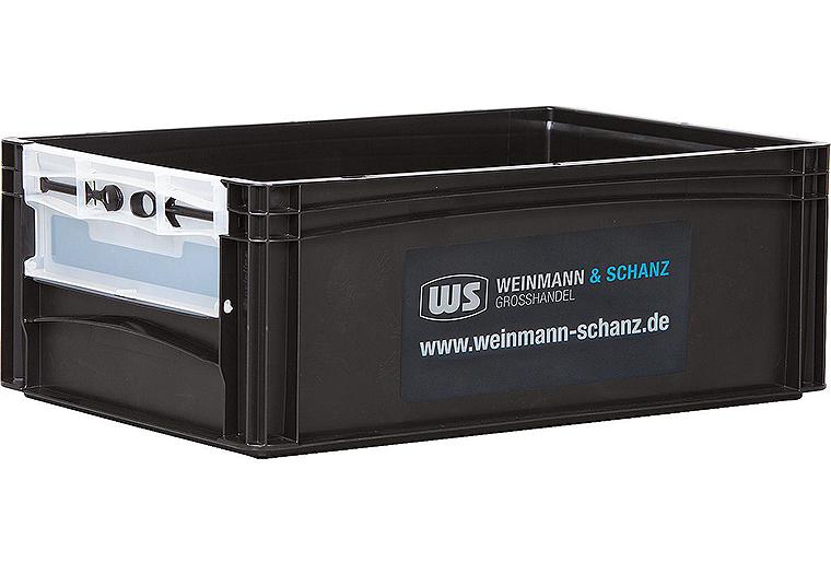 Transportbox WS schwarz 600 x 400 x 220mm mit Entnahmeöffnung
