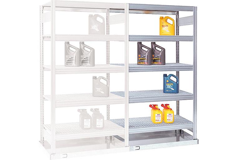 Umwelt-Grundregal BERT mit 4 Gitterrosten und Auffangwanne 40l HxBxT 2000x1005x600mm Umwelt-Grundregal BERT mit 4 Gitterrosten und Auffangwanne 40l HxBxT 2000x1005x600mm