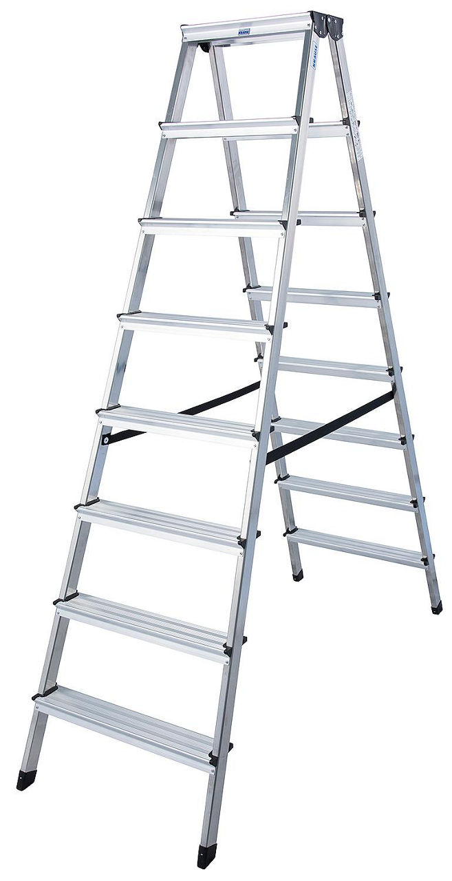 Stufen-Doppel-Leiter Arb.Höhe 3,29 Standhöhe 1,29 Länge 1,87 2x8 Stufen Stufen-Doppel-Leiter Arb.Höhe 3,29 Standhöhe 1,29 Länge 1,87 2x8 Stufen