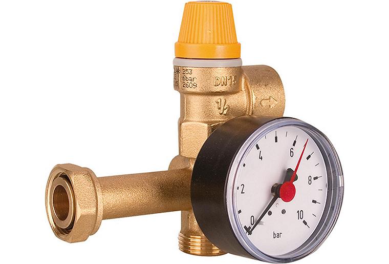 Solarkreissicherheitsgruppe für Easyflow Syst. Mit SV 6 bar Manometer 10 bar
