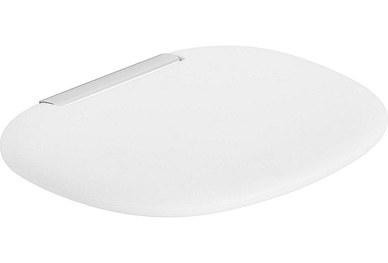 Klappsitz Elida aus PU weiß, Halter aus Alu, 398x57x338mm, mit Befestigung