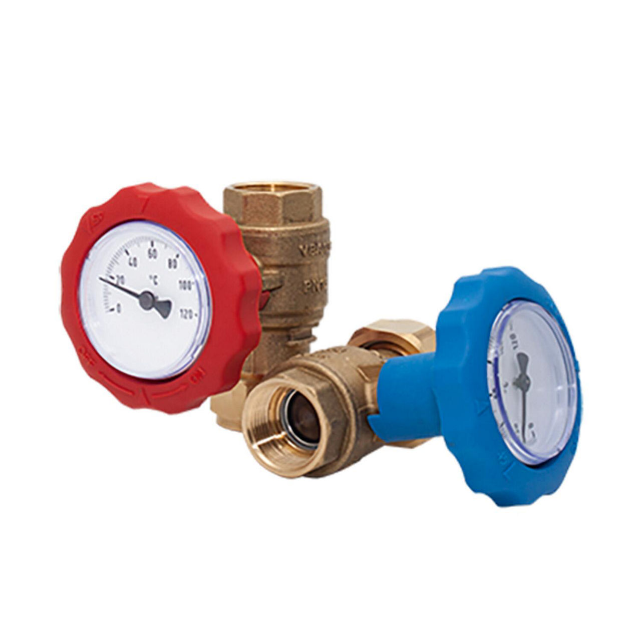 Kugelhahn- Set mit Thermometer ESBE DN25 (1")IG zu Pumpengruppe DN20, GSP933 Kugelhahn- Set mit Thermometer ESBE DN25 (1")IG zu Pumpengruppe DN20, GSP933