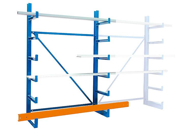 Kragarmgrundregal KARL einseitig mit 6 Ebenen, 2000x1250x620mm Feldlast 1200Kg