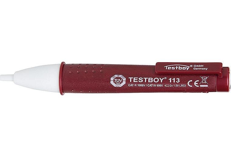 Testboy 113 berührungsloser Netzspannungs-Detektor 12V-1000V AC mit LED-Taschenlampe Testboy 113 berührungsloser Netzspannungs-Detektor 12V-1000V AC mit LED-Taschenlampe