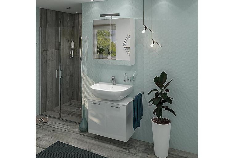 Badmöbel-Set ESTRA Serie MAA weiß Hochglanz, Breite 700 mm