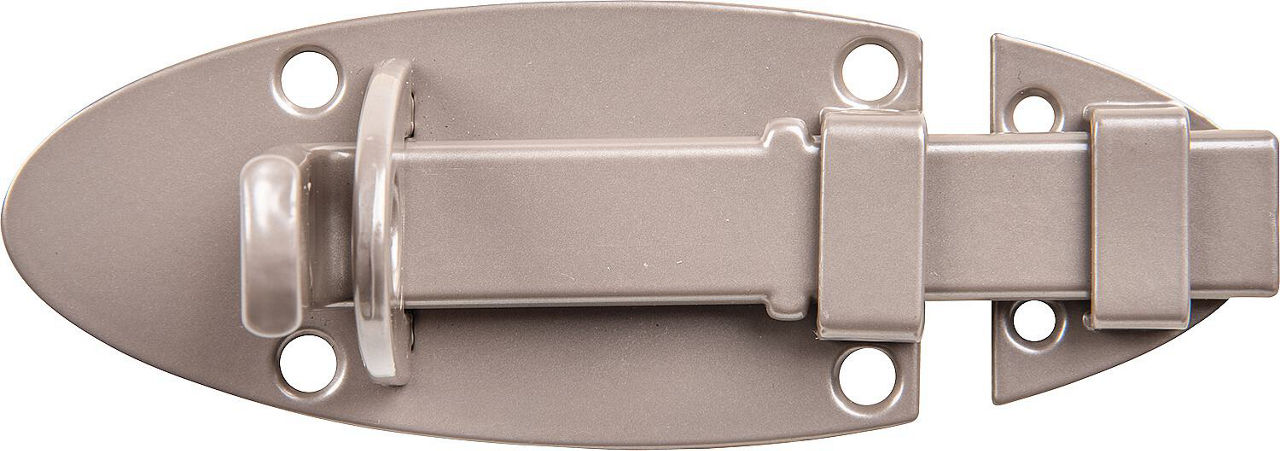 Schlossriegel DURAVIS® 90 x 44 mm, mit rundem Griff, perlbeige, Material: Stahl, blau verzinkt