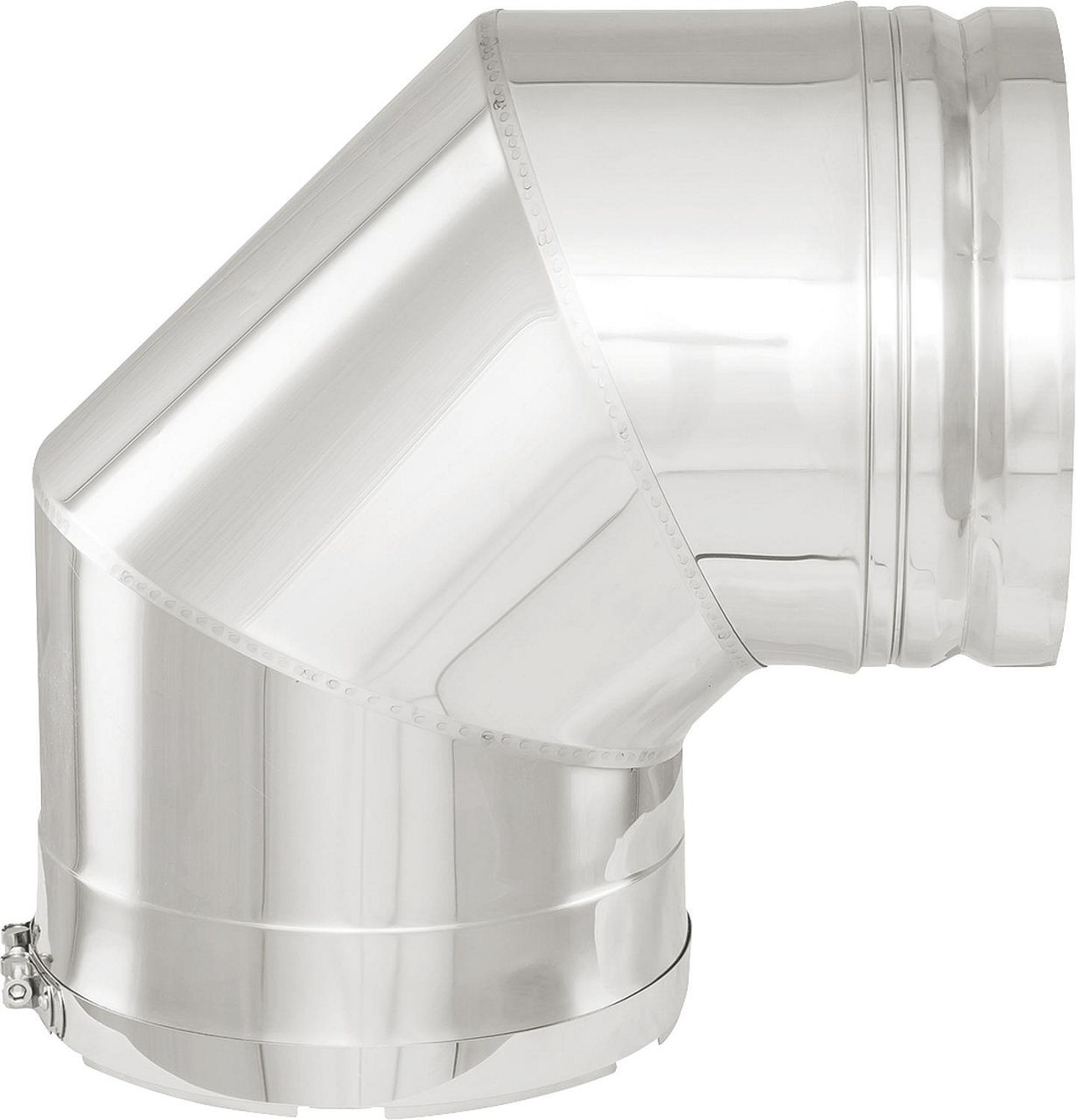 Doppelwandiges Abgassystem Bogen 90°- DN 130 incl.Klemmband für Unterdruckbetrieb