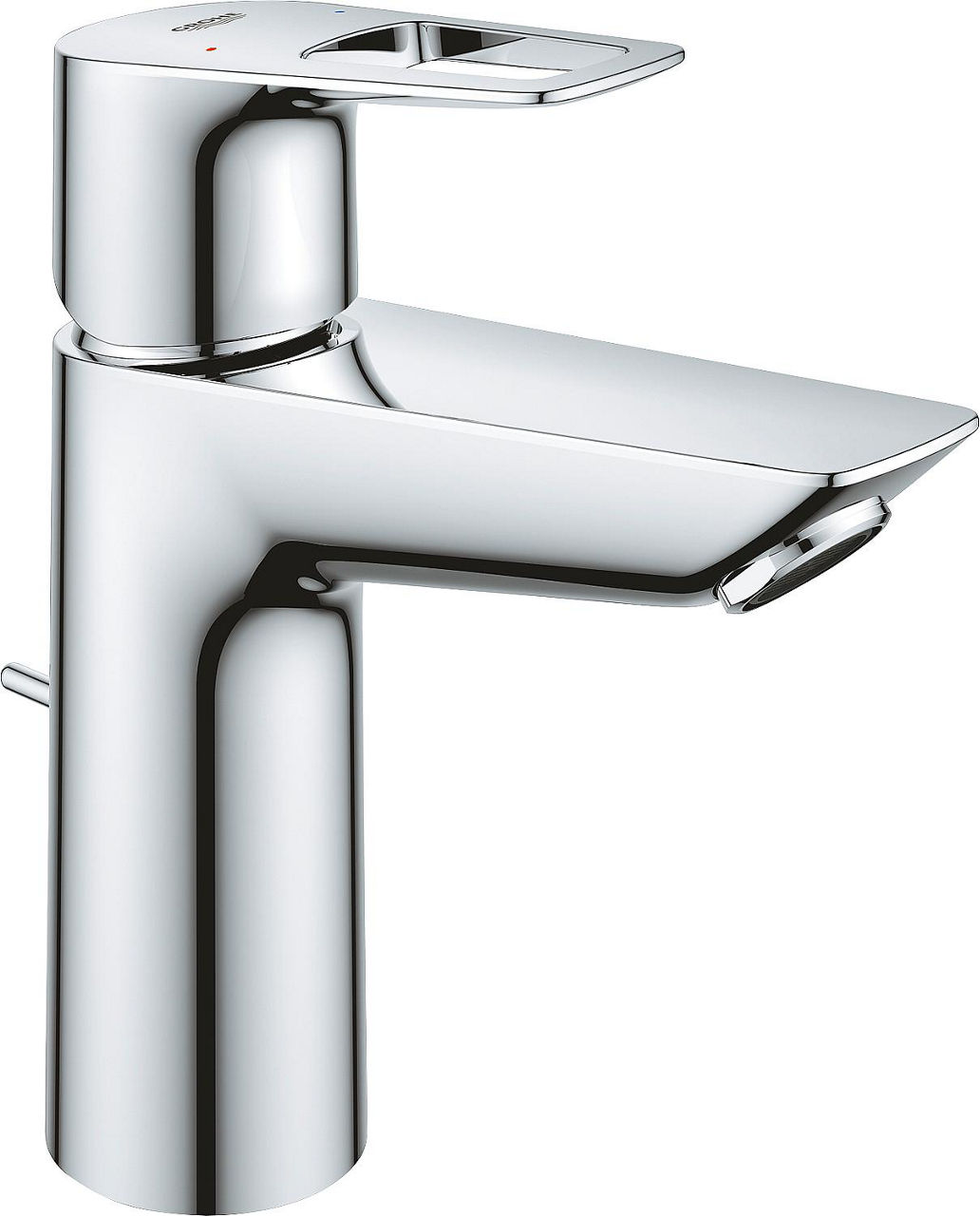 Waschtischmischer Grohe Bauloop M-Size Ausladung 106 mm chrom mit Ablaufgarnitur