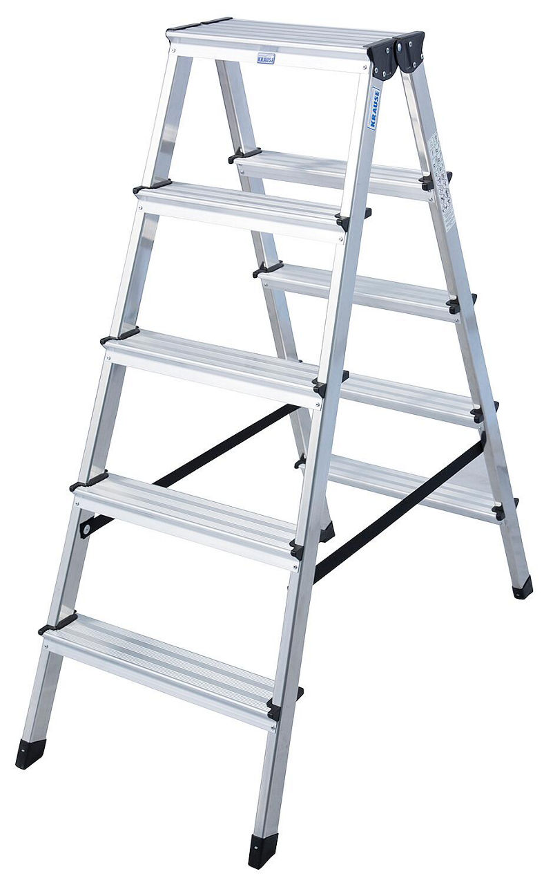 Stufen-Doppel-Leiter Arb.Höhe 2,65 Standhöhe 0,65 Länge 1,18 2x5 Stufen Stufen-Doppel-Leiter Arb.Höhe 2,65 Standhöhe 0,65 Länge 1,18 2x5 Stufen