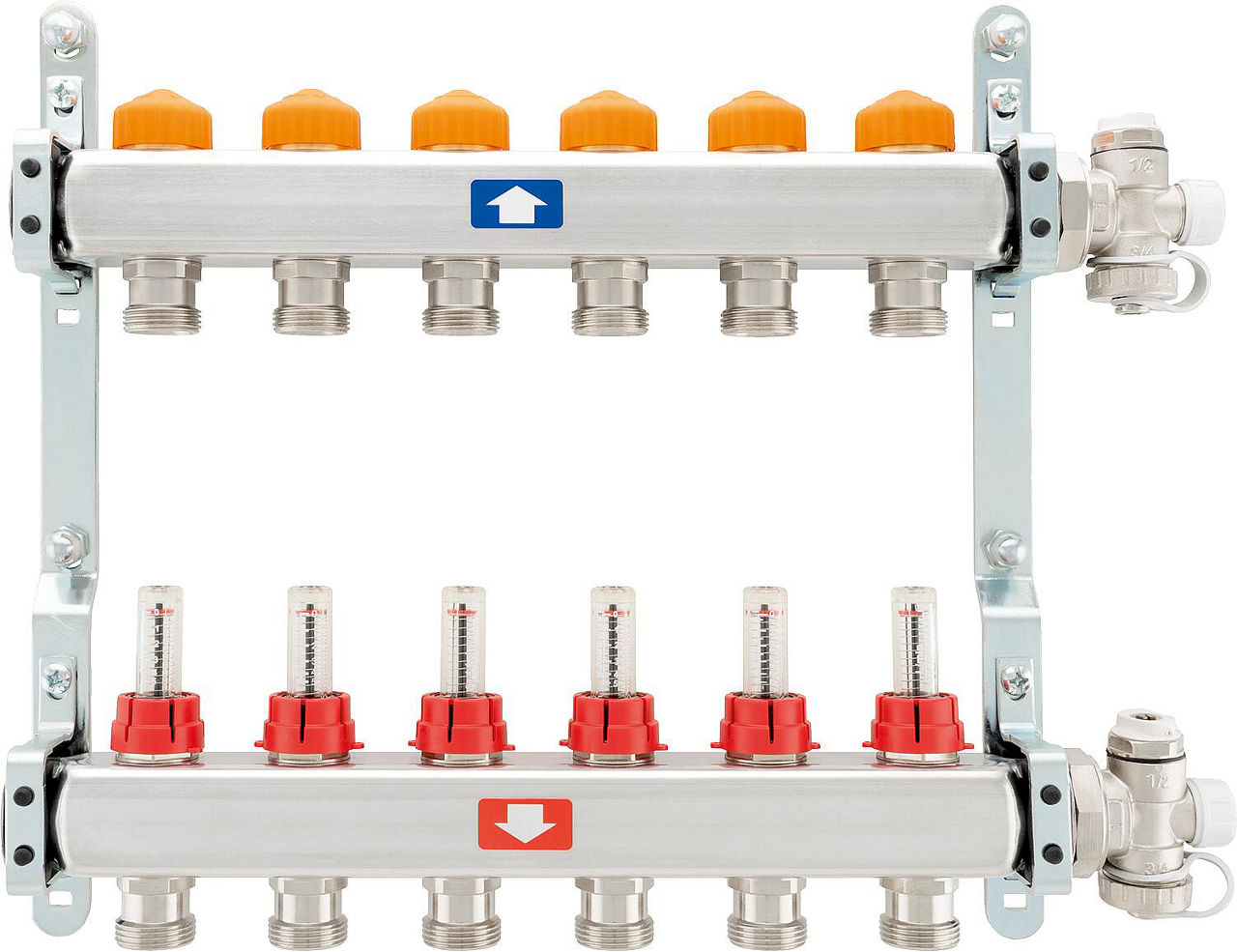 Heizkreisverteiler itap 918 CB Eclipse, DN25 (1") Edelstahl, 12 Heizkreise, mit Durchflussmesser