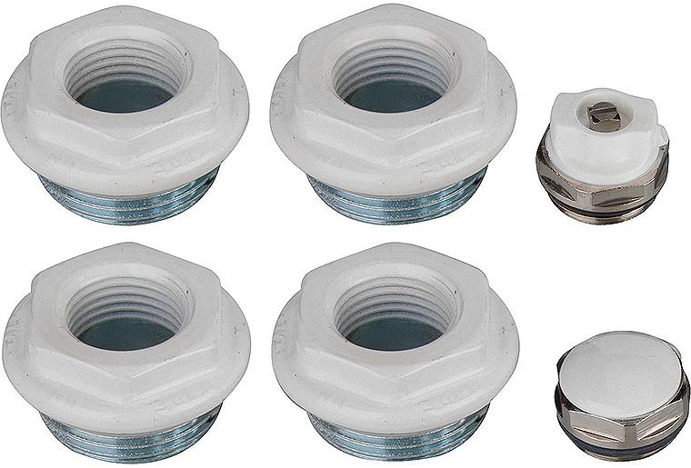Anschluss-Stopfen-Set A80 zu Seven+Simun Super,G1"x1/2", RAL 9010